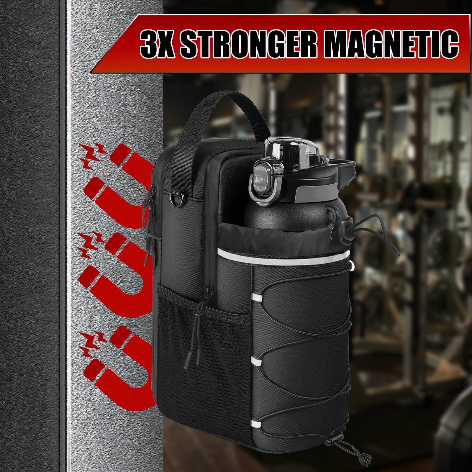 MELSYLODY Magnetic Gym Bag for Men and Women, Water Bottle Holder
